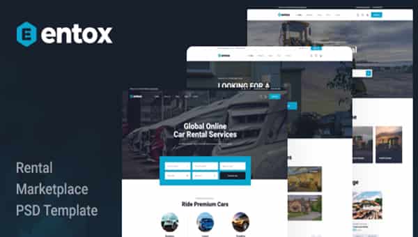 Entox — PSD шаблон рынка аренды для Photoshop
